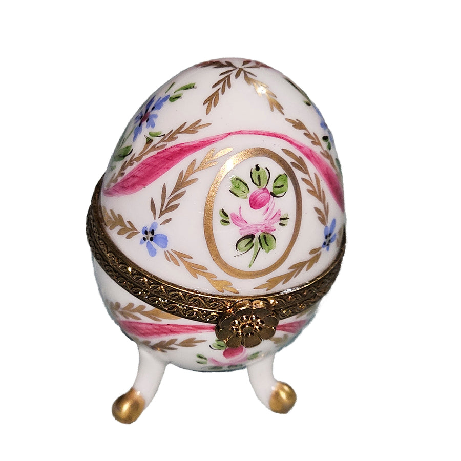 Charming Floral Egg Box Porcelain Limoges egg French Trinket Box