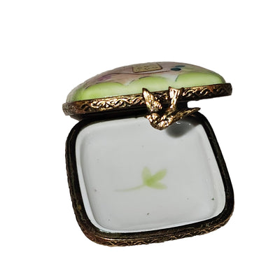 Charming Painted Flower Vase Box Porcelain Limoges Traditional French Trinket Box