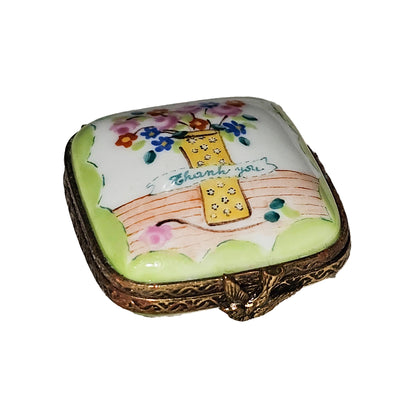 Charming Painted Flower Vase Box Porcelain Limoges Traditional French Trinket Box
