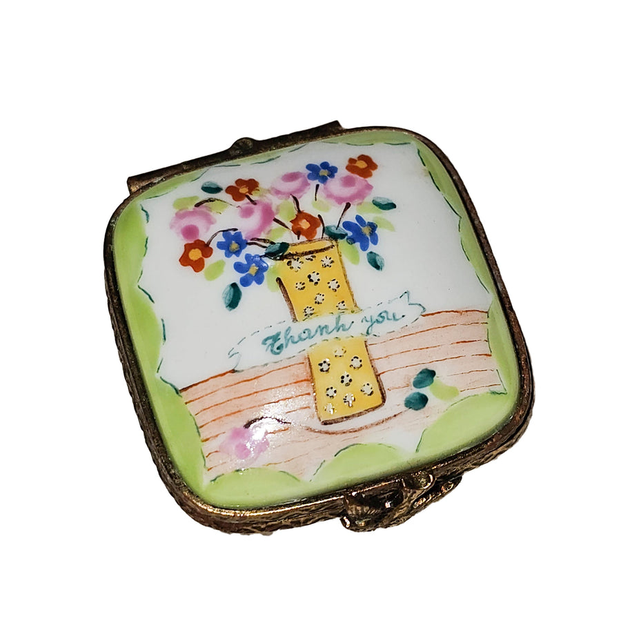 Charming Painted Flower Vase Box Porcelain Limoges Traditional French Trinket Box