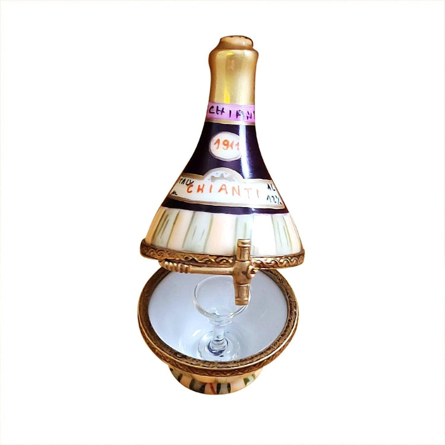 Chianti Wine with Removable Wine Glass Porcelain Limoges wine Imports Limoges Boxes French Trinket Box