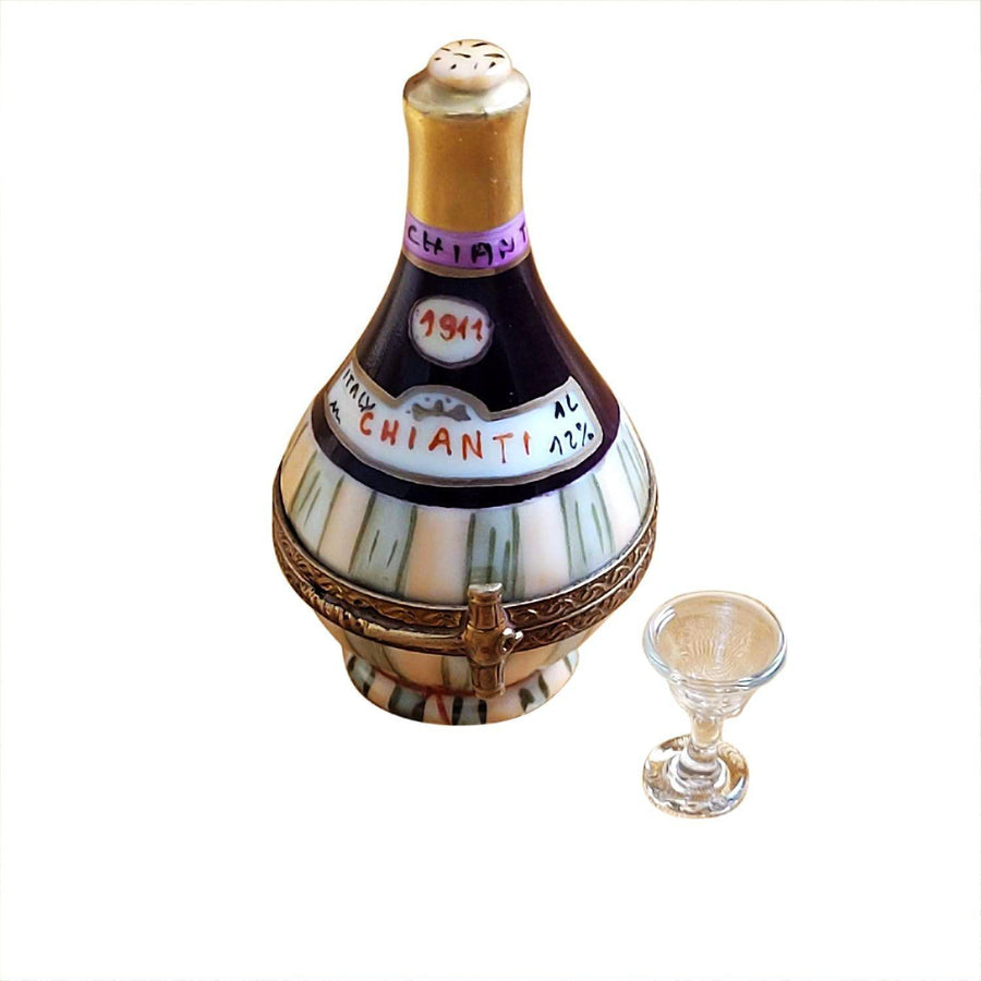 Chianti Wine with Removable Wine Glass Porcelain Limoges wine Imports Limoges Boxes French Trinket Box