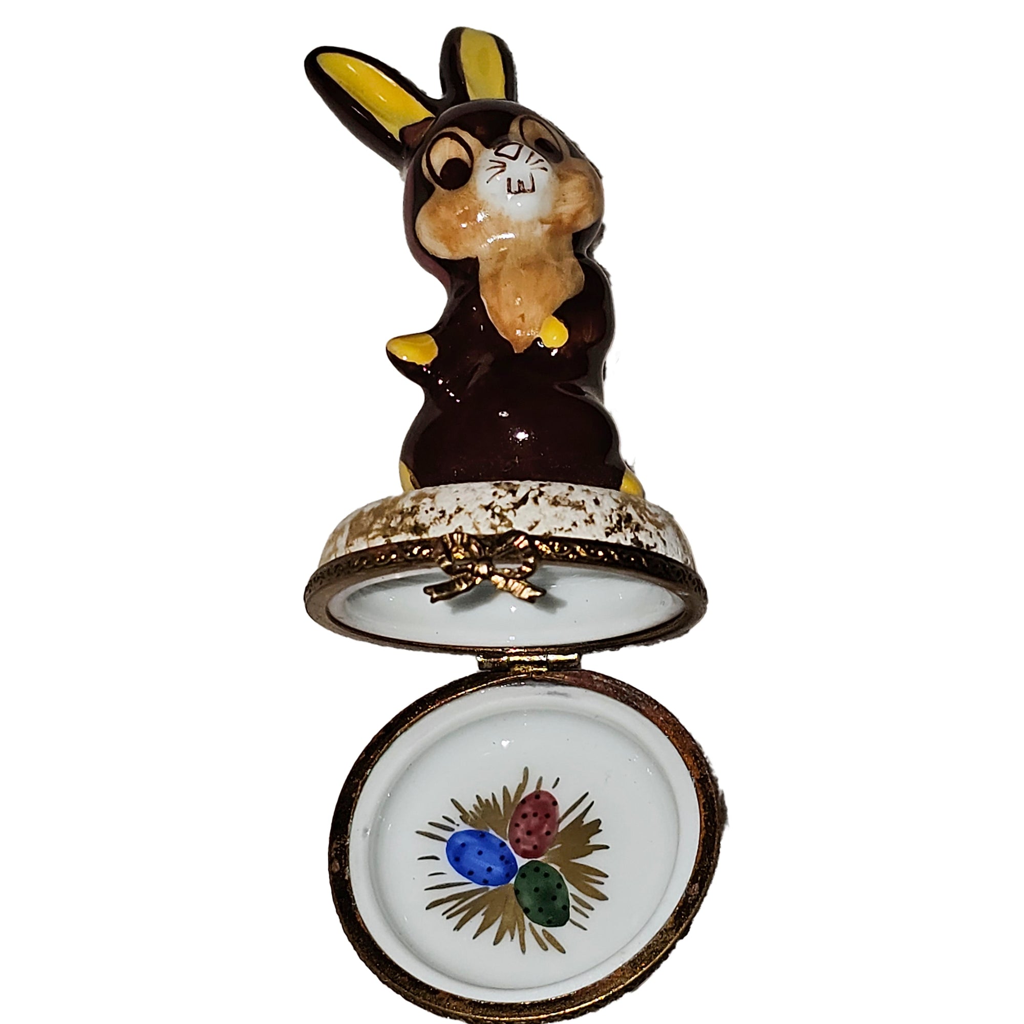 Chocolate Easter Rabbit Treasure Box Porcelain Limoges Easter Rabbit French Trinket Box