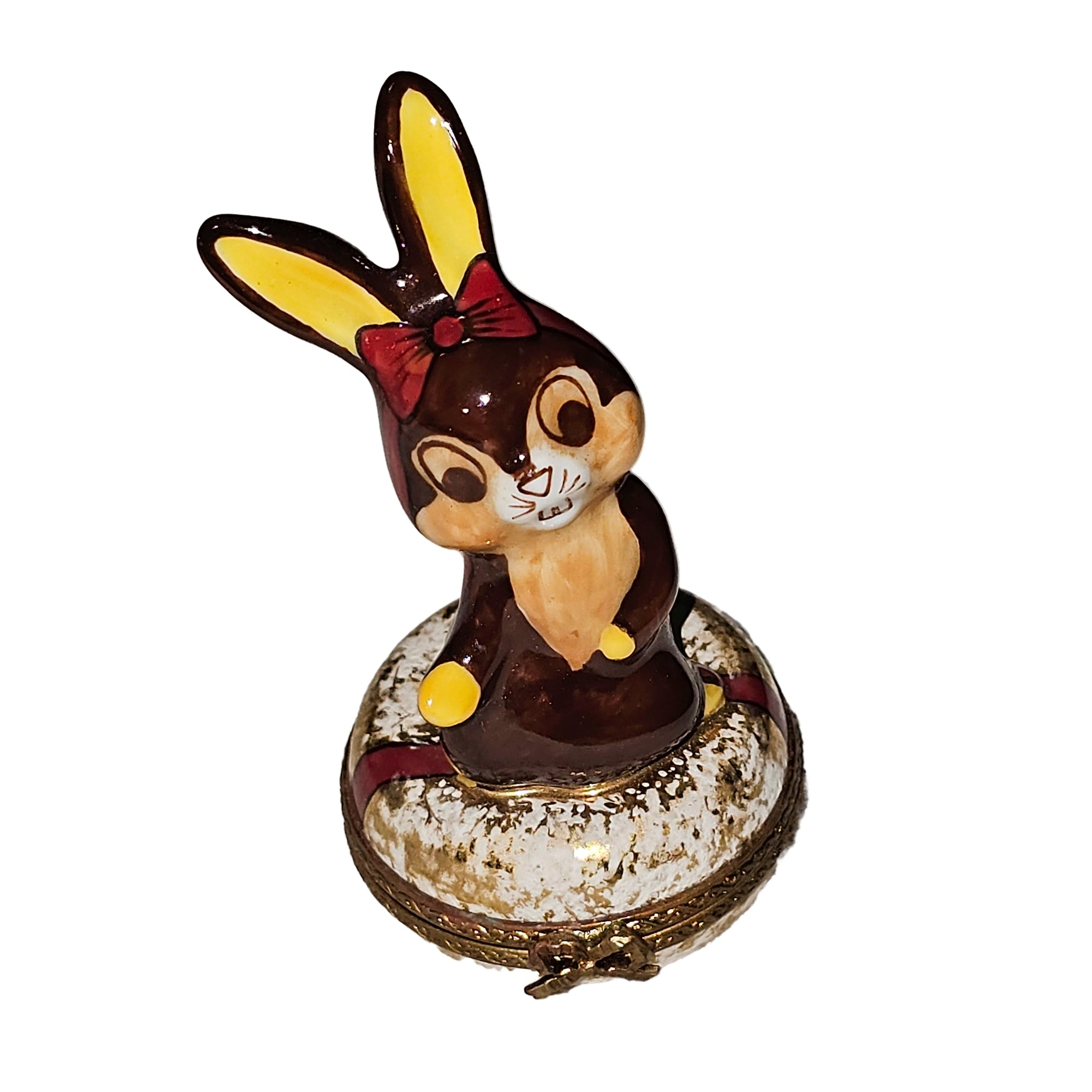 Chocolate Easter Rabbit Treasure Box Porcelain Limoges Easter Rabbit French Trinket Box