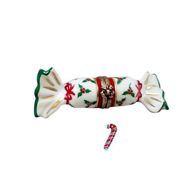 Christmas Candy W Cane Porcelain Limoges xmas Dessert French Trinket Box