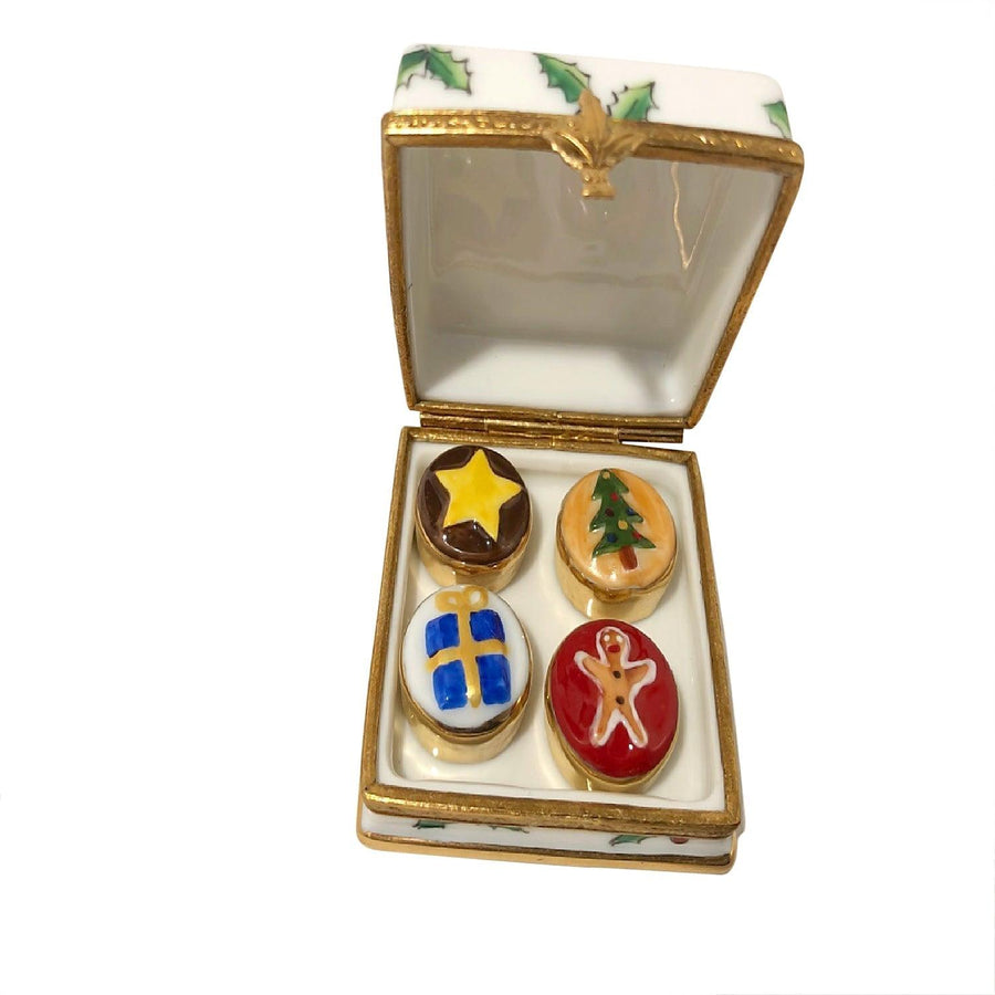 Christmas Holly Gift Cupcakes Cookies Porcelain Limoges xmas Dessert French Trinket Box