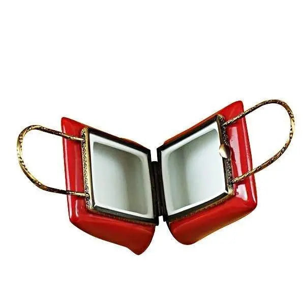 Christmas Shopping Bag Porcelain Limoges xmas theme bag purse French Trinket Box