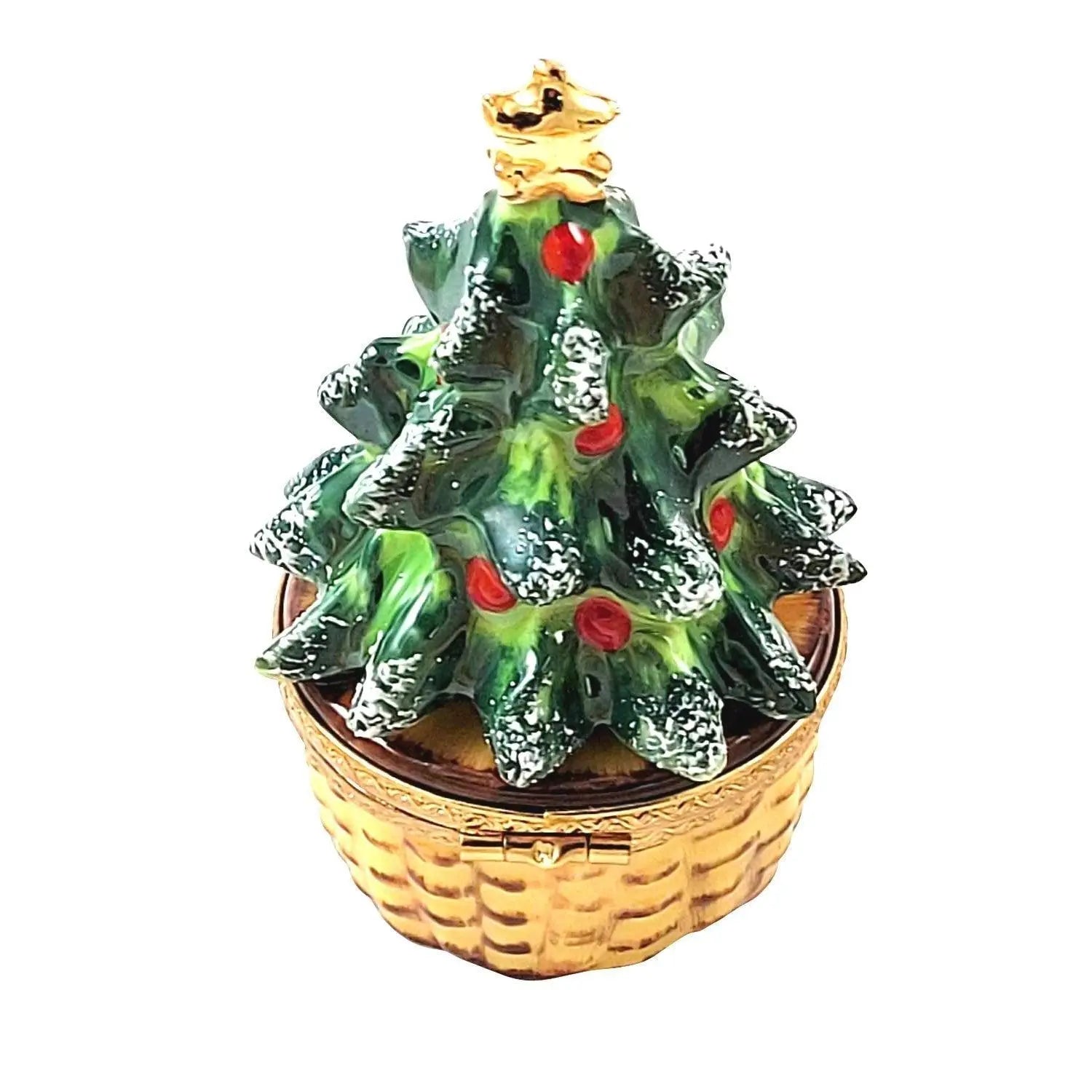 Christmas Tree on Basket Porcelain Limoges Christmas Tree French Trinket Box