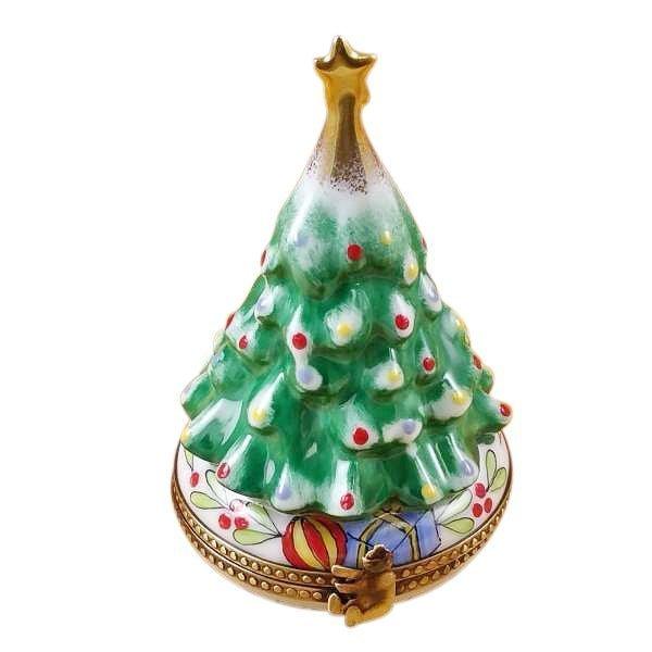 Christmas Tree with Star Porcelain Limoges Christmas Tree French Trinket Box