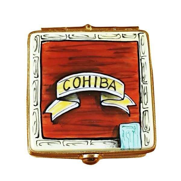 Cigar with Removable Cigars Porcelain Limoges wine spirits French Trinket Box