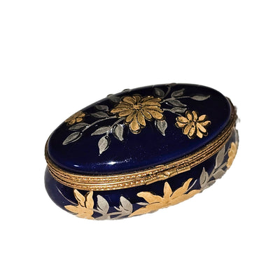 Cobalt Blue Elegance Box Porcelain Limoges traditional French Trinket Box