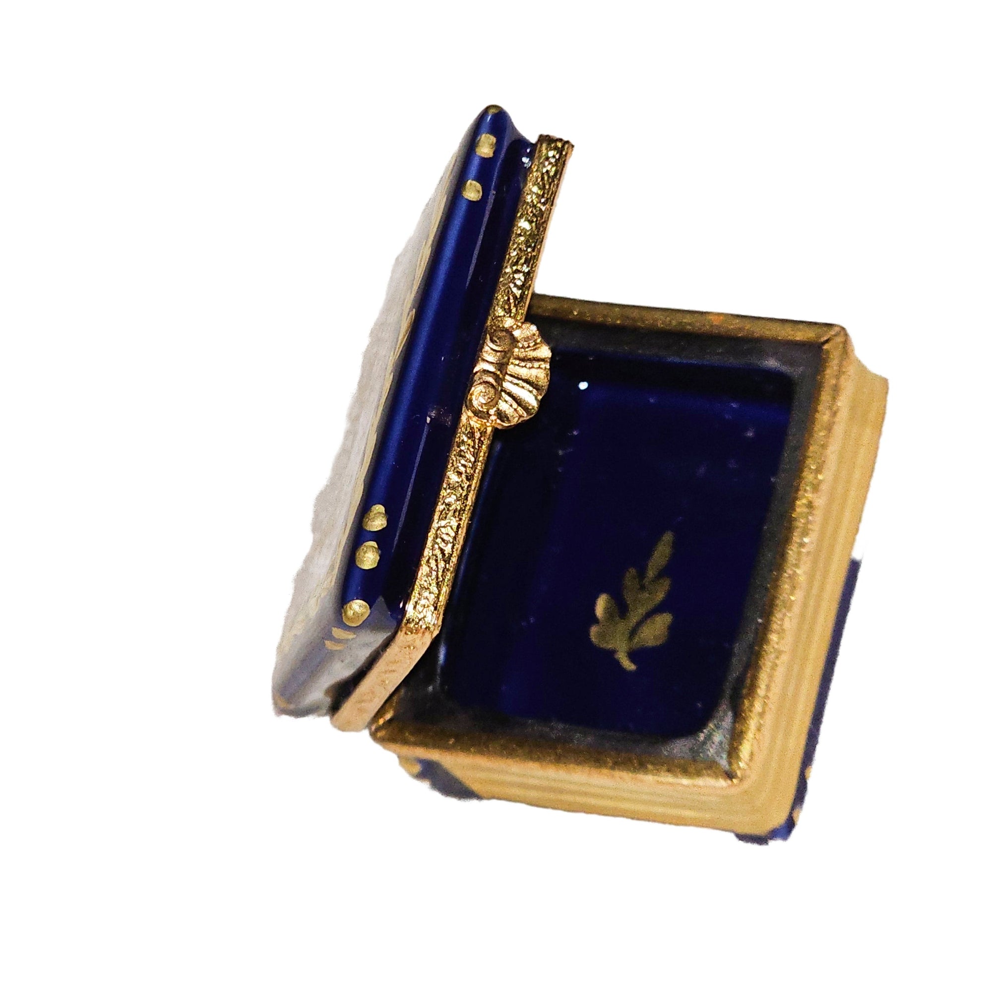 Cobalt Blue Menorah Limoges Box Porcelain Limoges book French Trinket Box