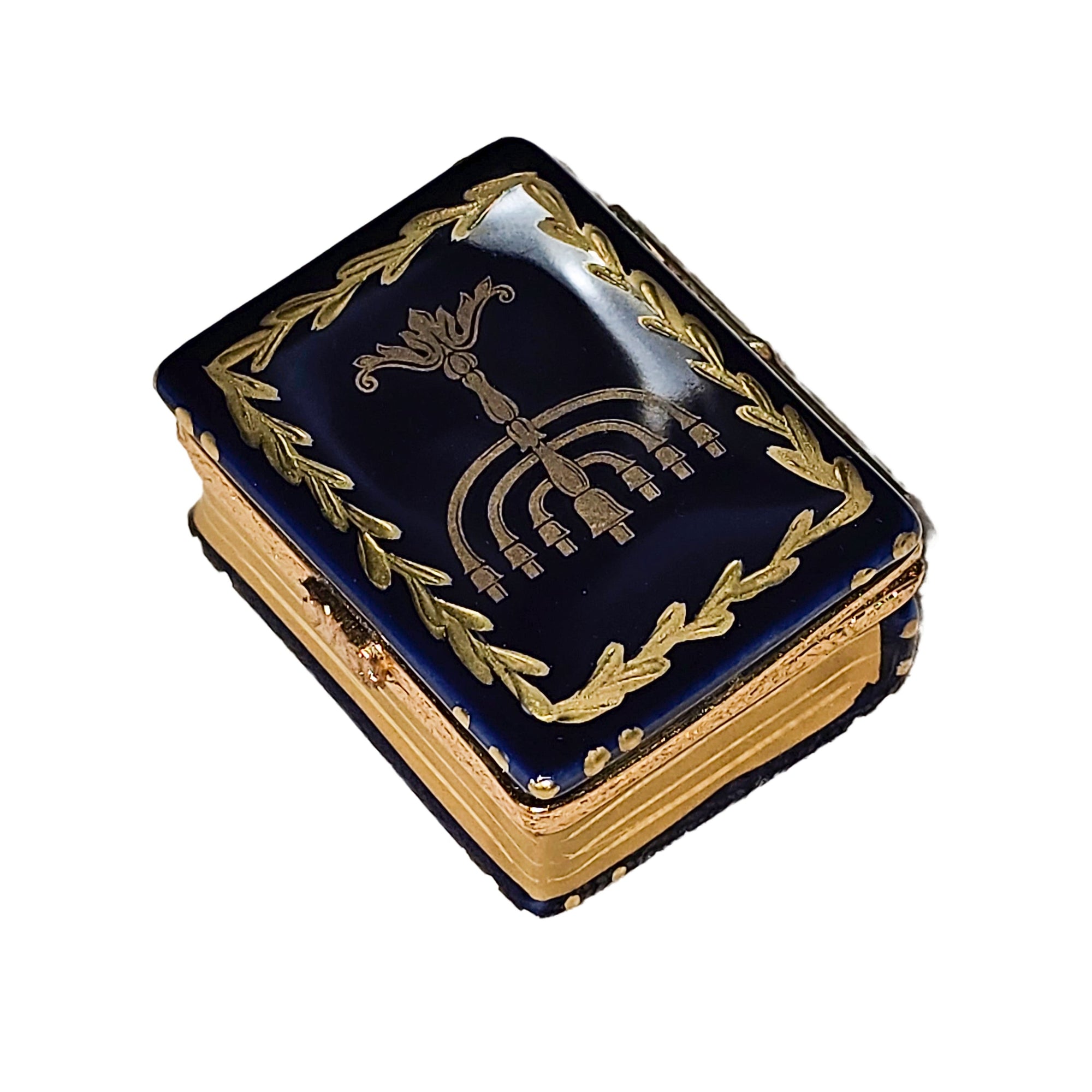 Cobalt Blue Menorah Limoges Box Porcelain Limoges book French Trinket Box