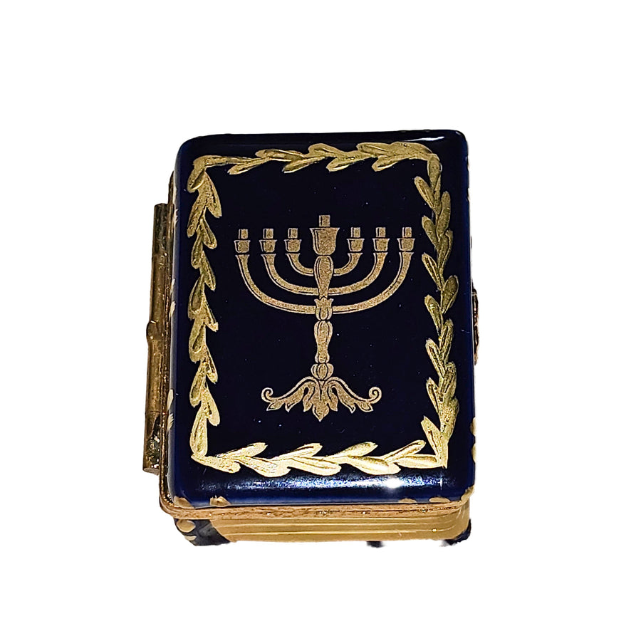 Cobalt Blue Menorah Limoges Box Porcelain Limoges book French Trinket Box