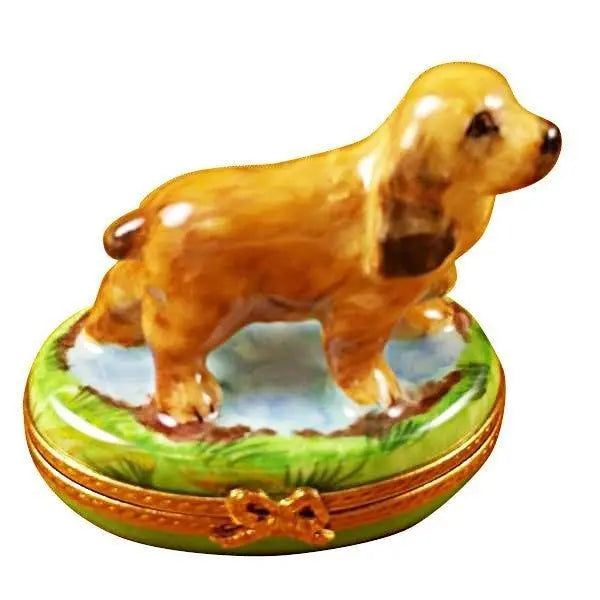 Cocker Spaniel Porcelain Limoges dog French Trinket Box