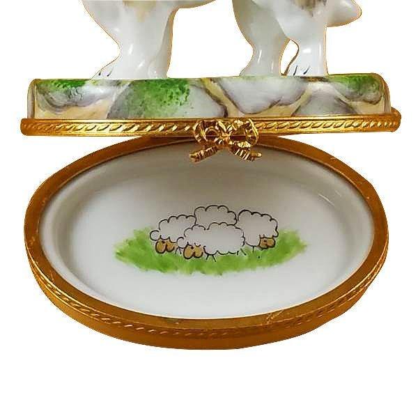 Collie Porcelain Limoges dog French Trinket Box