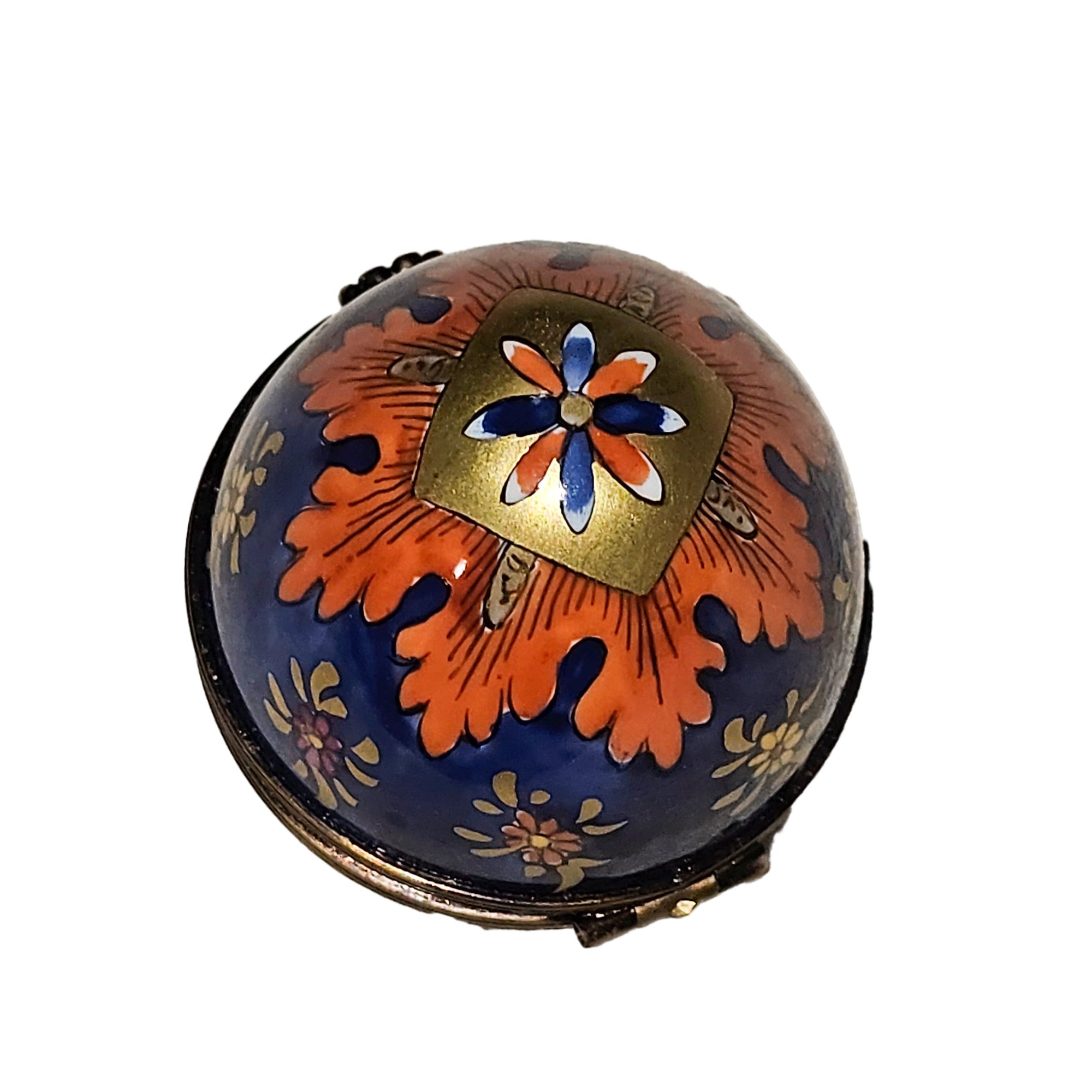 Colorful Cobalt Blue Egg Box Porcelain Limoges egg French Trinket Box