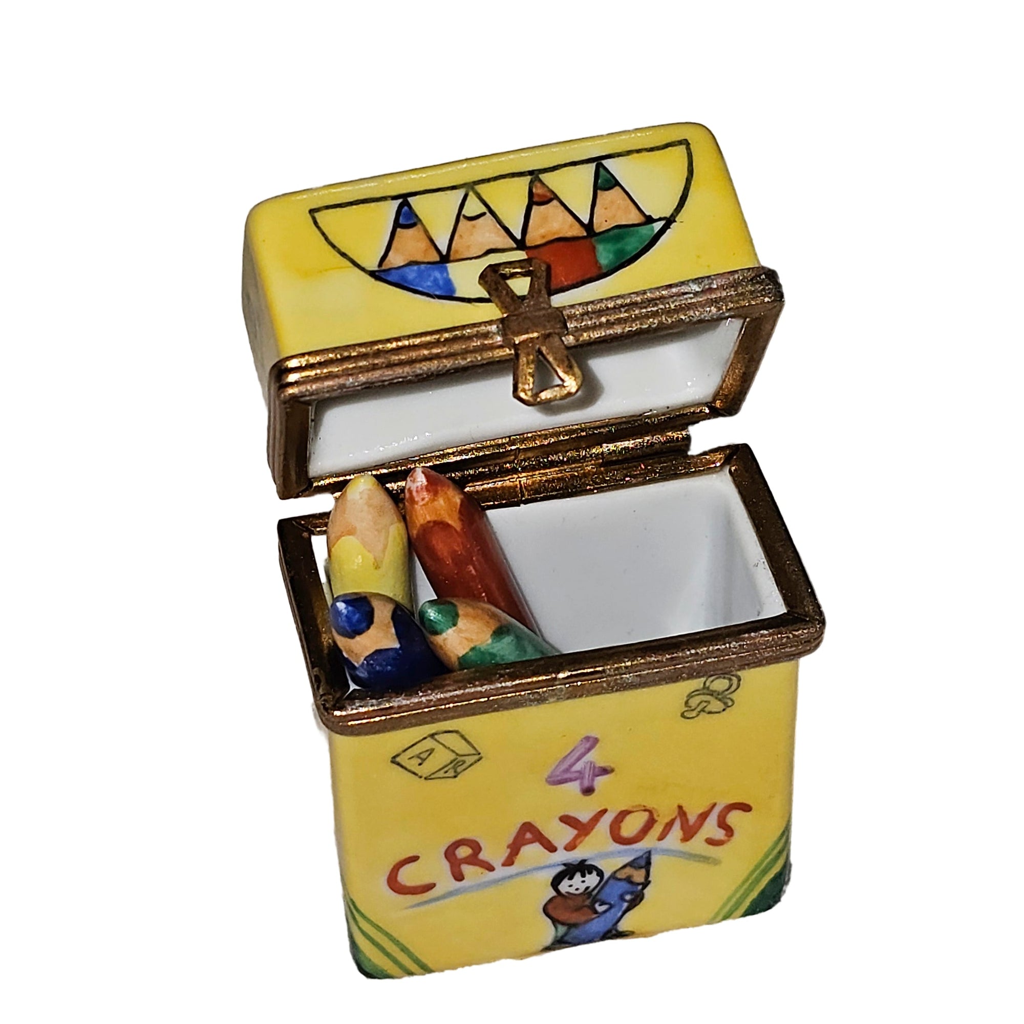 Colorful Crayon Treasure Box Porcelain Limoges kids baby art French Trinket Box