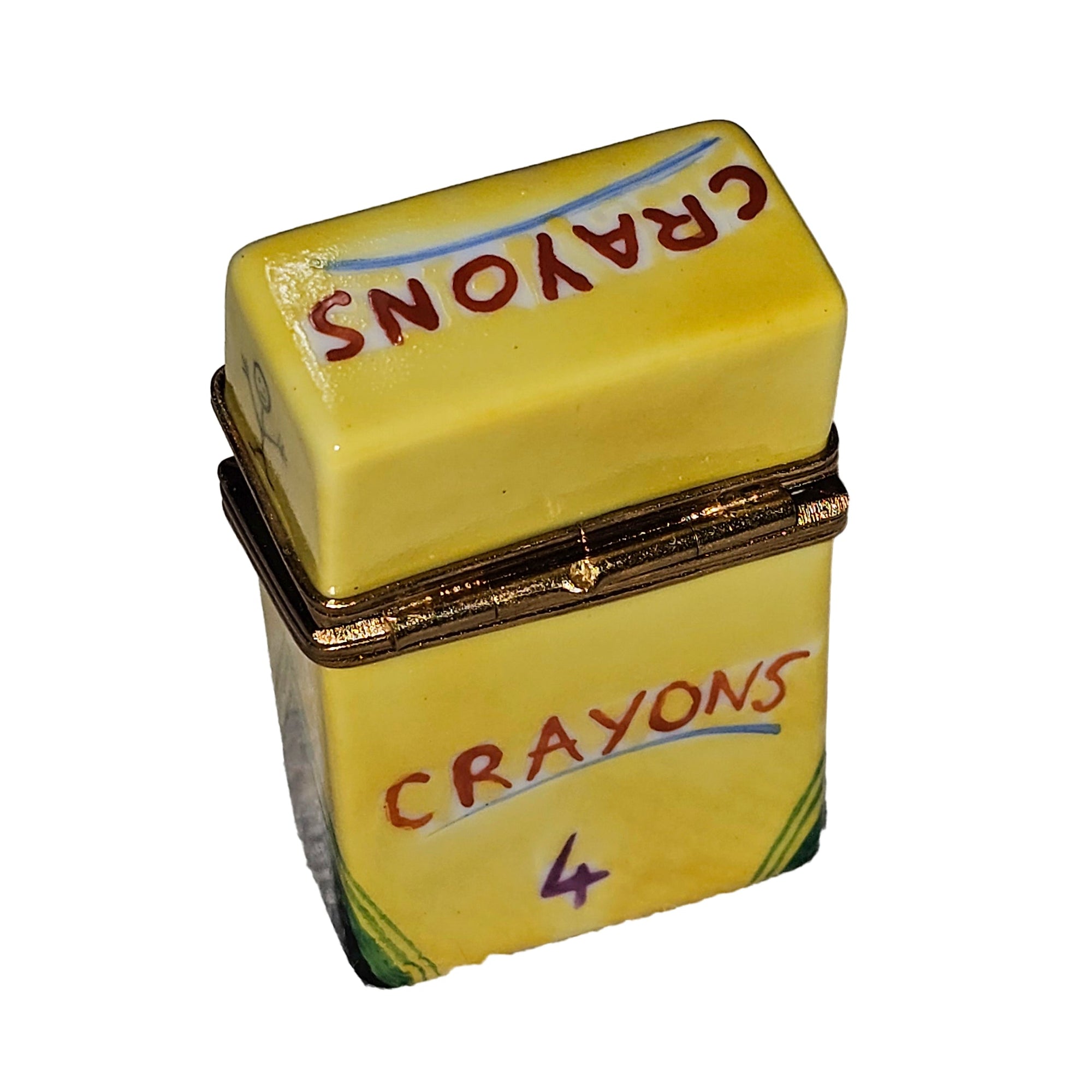 Colorful Crayon Treasure Box Porcelain Limoges kids baby art French Trinket Box