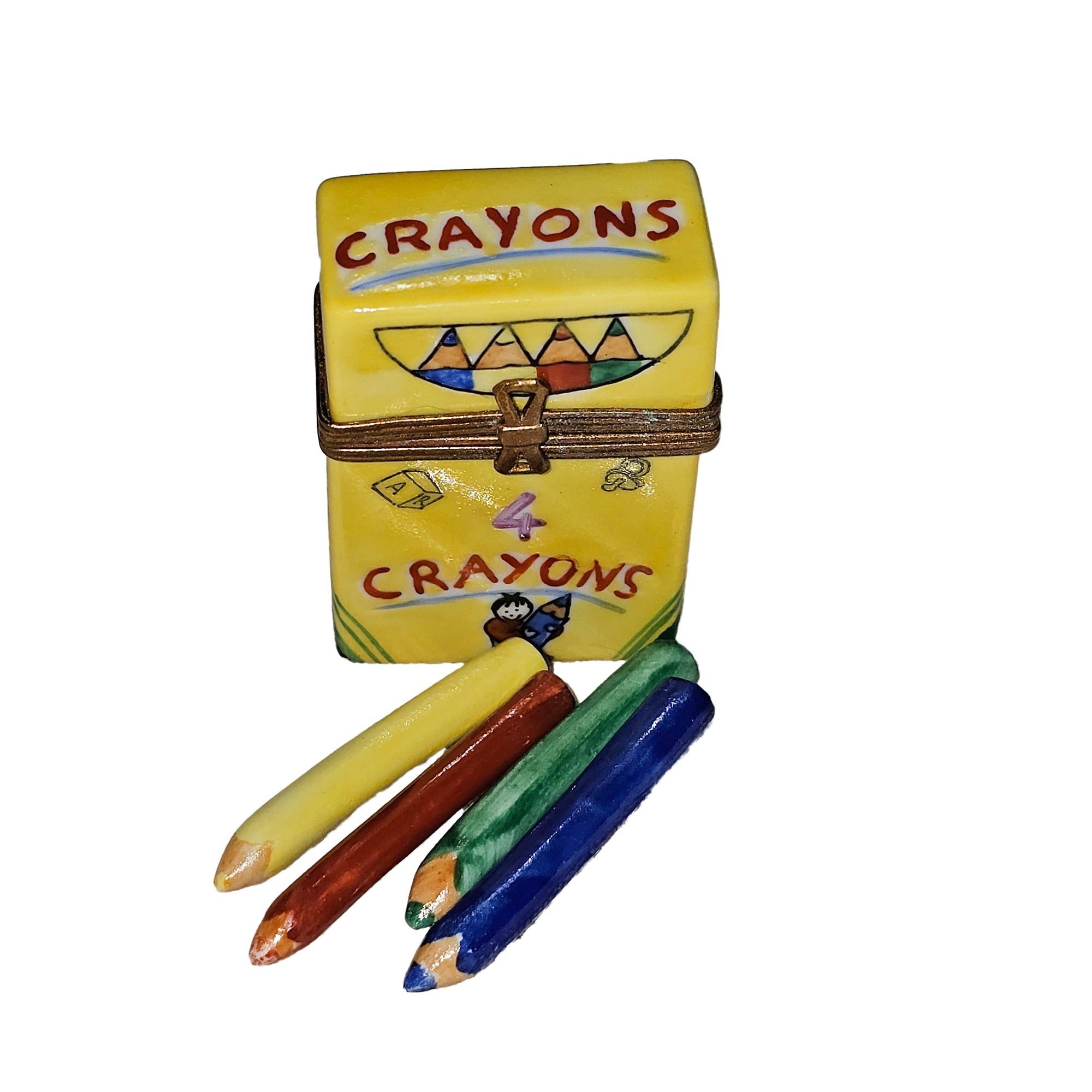 Colorful Crayon Treasure Box Porcelain Limoges kids baby art French Trinket Box