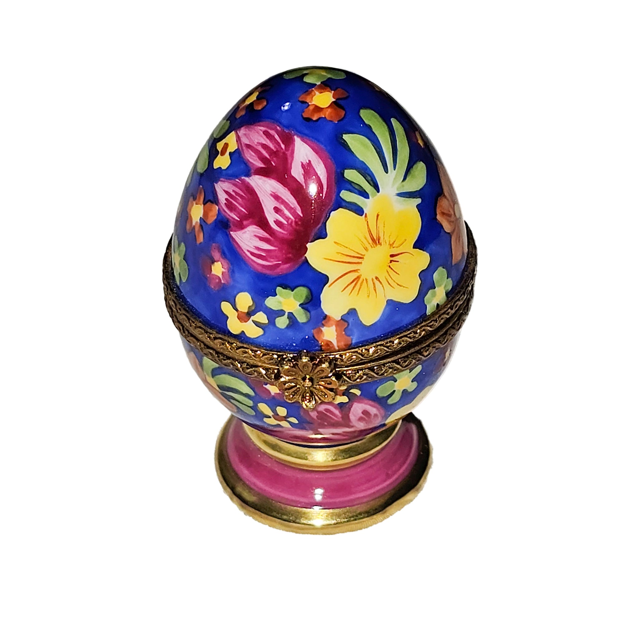 Colorful Floral Egg Delight Porcelain Limoges egg French Trinket Box