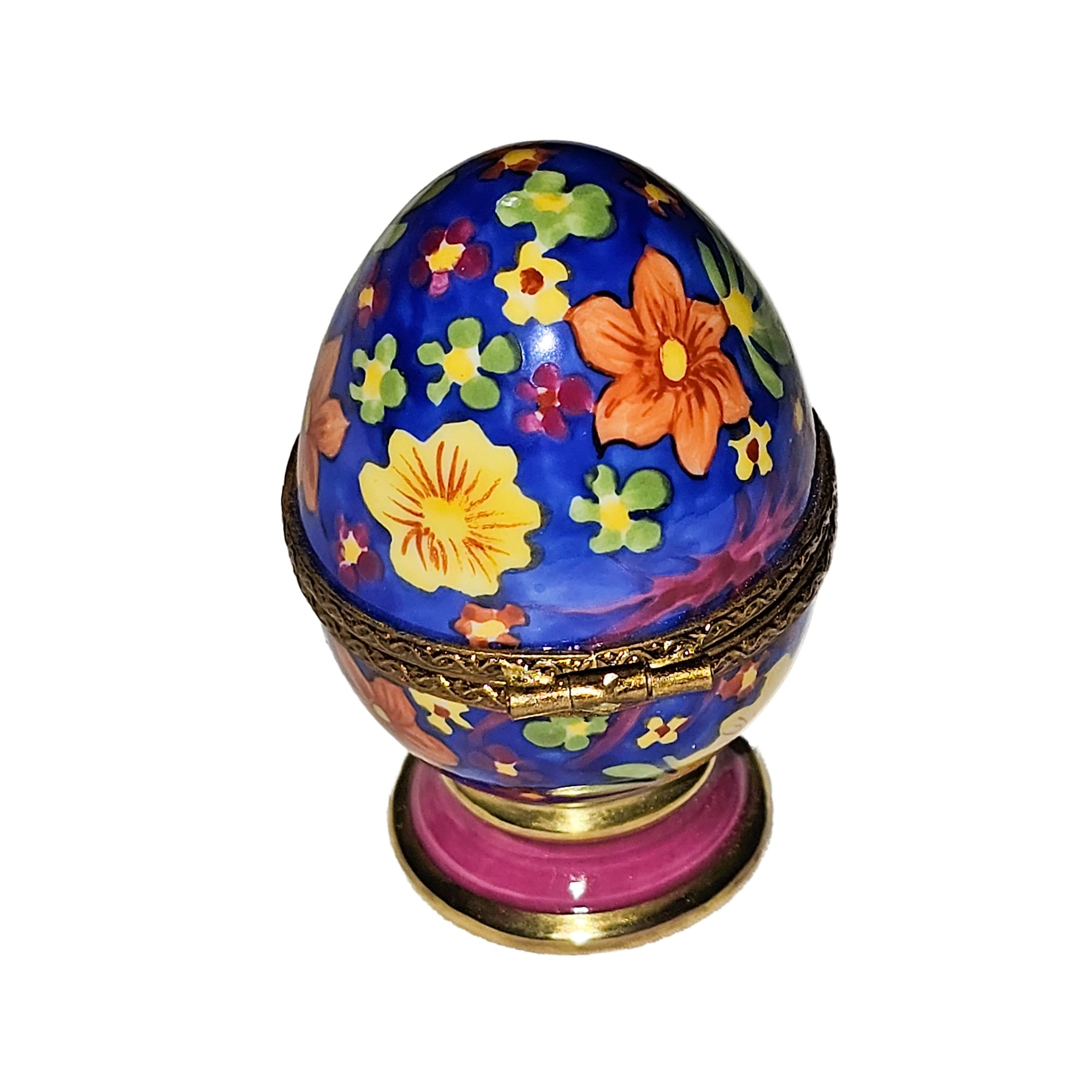 Colorful Floral Egg Delight Porcelain Limoges egg French Trinket Box
