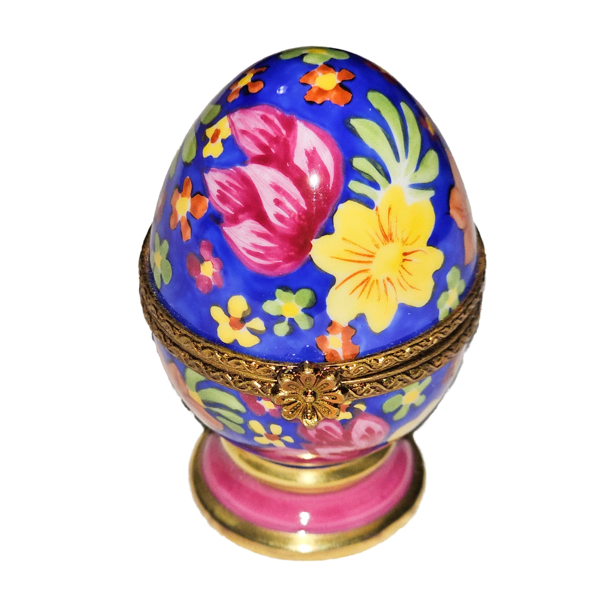 Colorful Floral Egg Delight Porcelain Limoges egg French Trinket Box