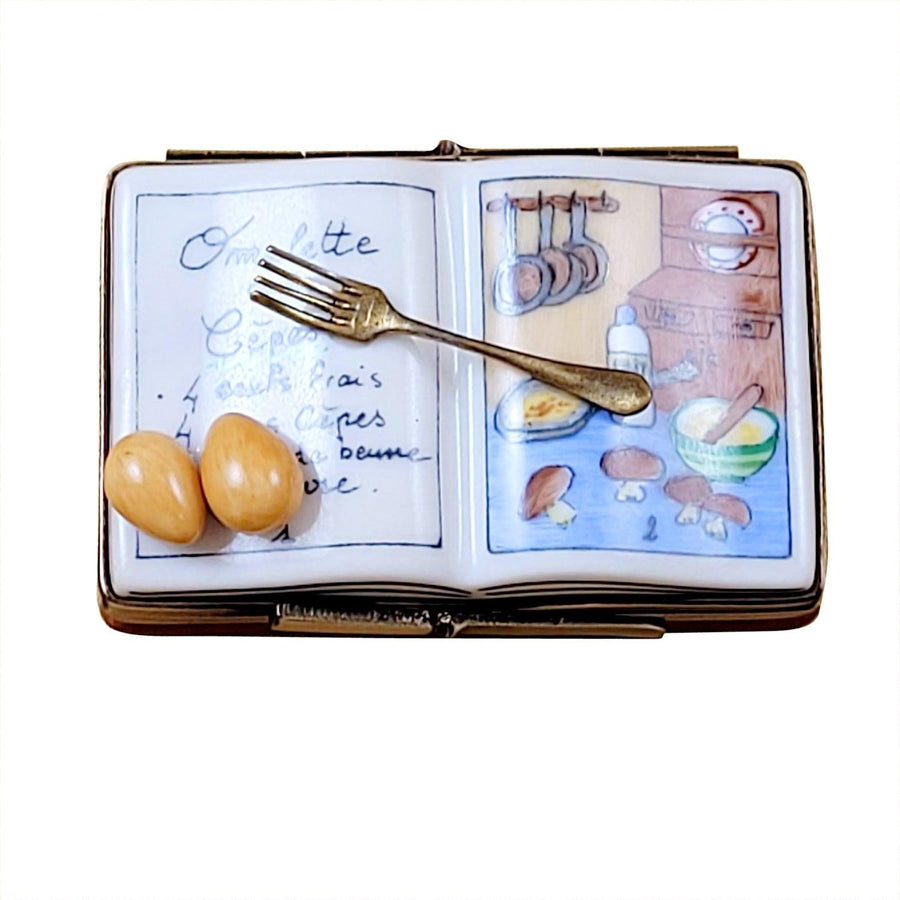 Cookbook - Omelet Porcelain Limoges Food Home Book French Trinket Box
