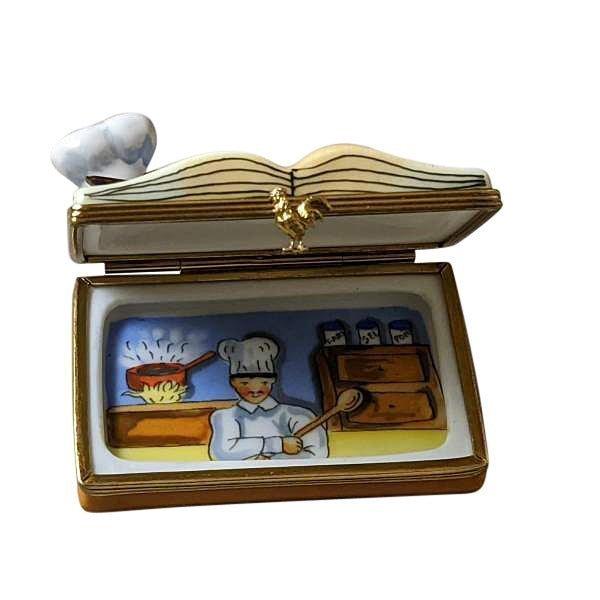 Cookbook with Chef Hat Porcelain Limoges Home Food Mother French Trinket Box