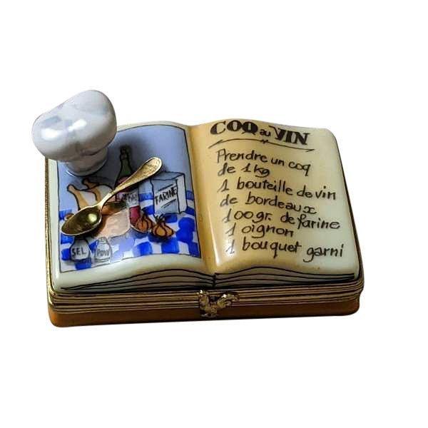 Cookbook with Chef Hat Porcelain Limoges Home Food Mother French Trinket Box