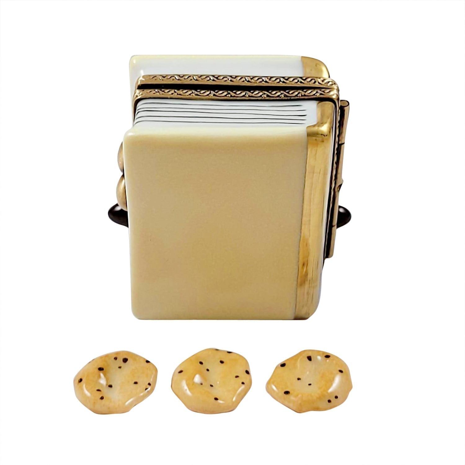 Cookbook with Rolling Pin Porcelain Limoges Home Food Mother Dessert French Trinket Box