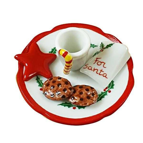 Cookies For Santa with Removable Cookie Porcelain Limoges xmas Santa French Trinket Box