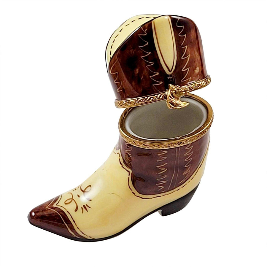 Cowboy Boot Porcelain Limoges shoes farm animals French Trinket Box