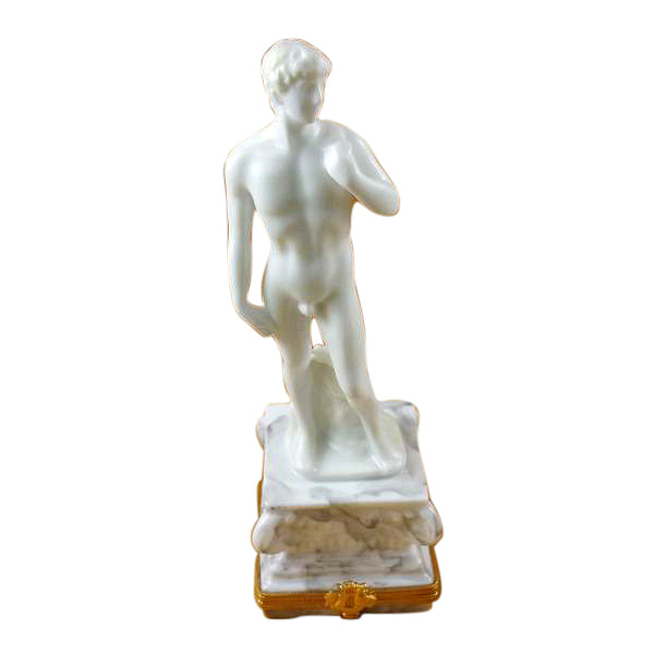 David Statue 7" Porcelain Limoges World Travel Fine Art French Trinket Box