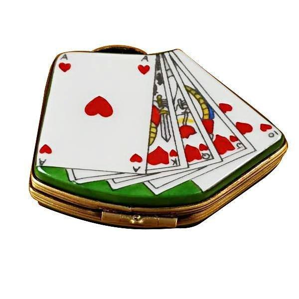 Deck of Cards Porcelain Limoges games wine spirits French Trinket Box