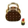 Designer Purse with Lipstick Porcelain Limoges purse fashion bag French Trinket Box