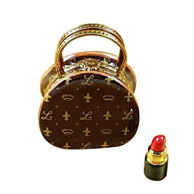 Designer Purse with Lipstick Porcelain Limoges purse fashion bag French Trinket Box