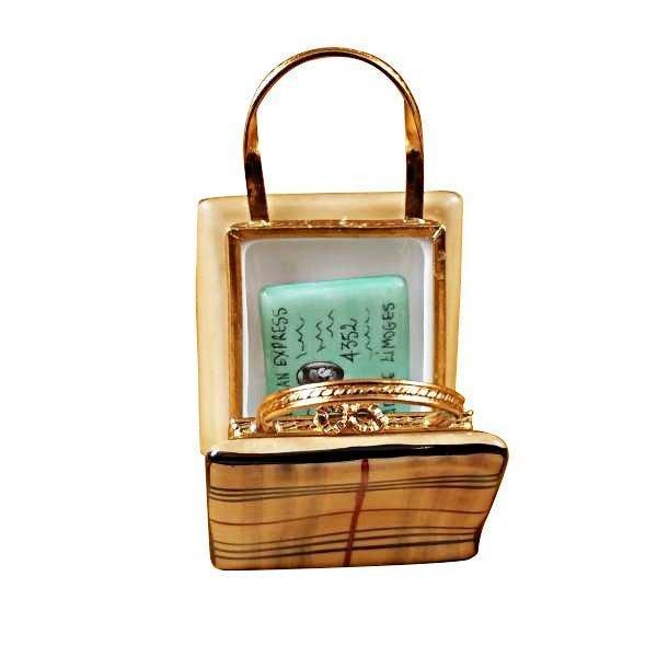 Designer Shopping Bag with Credit Card Porcelain Limoges Limoges Box bag Purse French Trinket Box