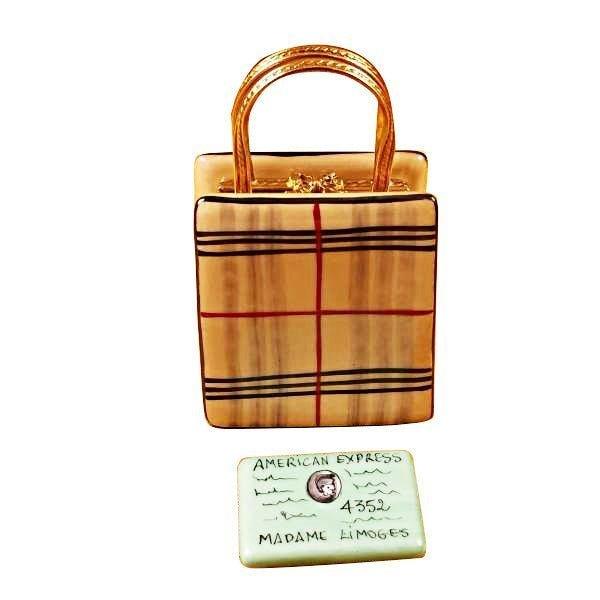 Designer Shopping Bag with Credit Card Porcelain Limoges Limoges Box bag Purse French Trinket Box