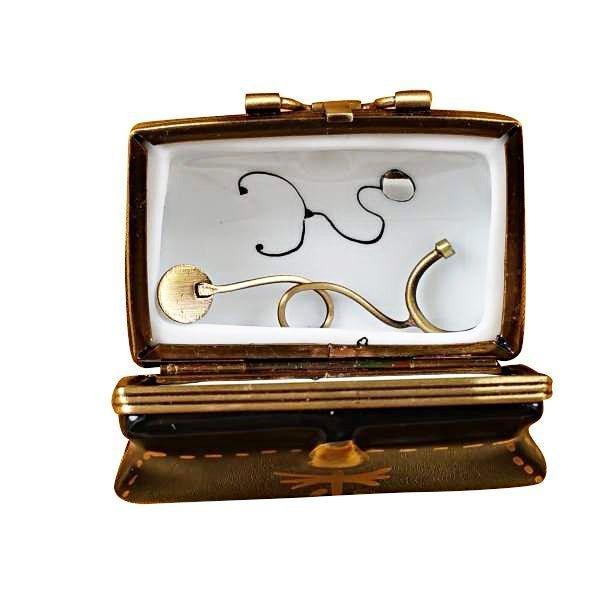 Doctor's Bag with Stethoscope Porcelain Limoges professional bag limoges boxes French Trinket Box