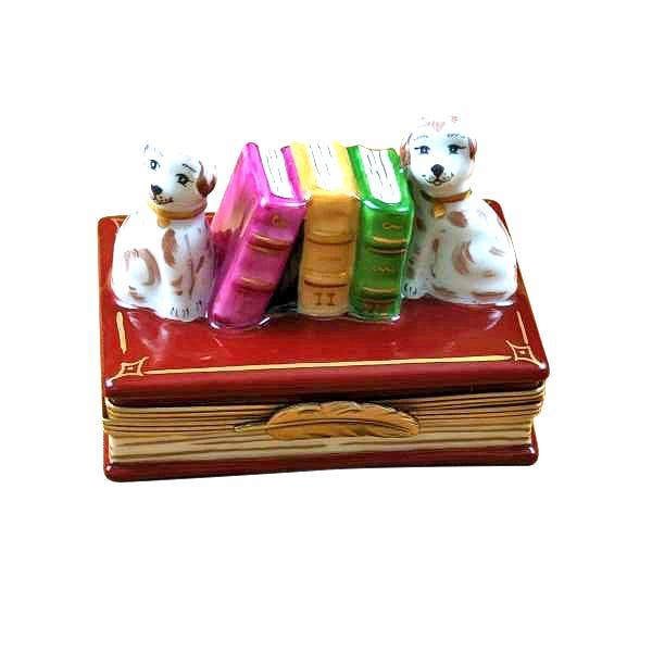 Dog Bookends Porcelain Limoges Dog French Trinket Box