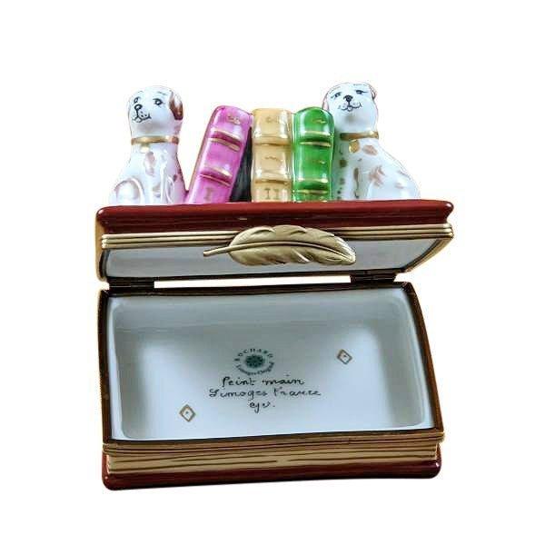 Dog Bookends Porcelain Limoges Dog French Trinket Box
