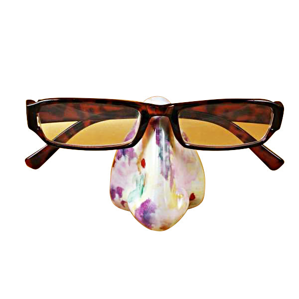 Eyeglass Holder Nose Rest in Multi-Color, hand-painted Limoges porcelain made in France