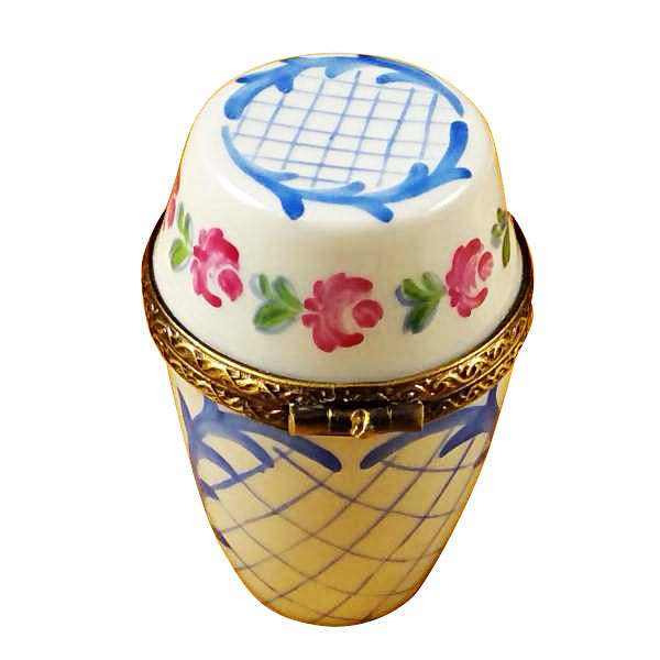 Tall Blue and White Limoges Box back