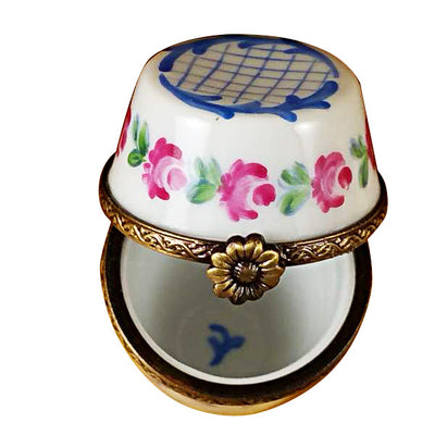 Tall Blue and White Limoges Box inside