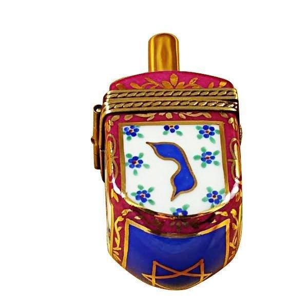 Dreidel Blue & Maroon Porcelain Limoges religion spirit Rochard Limoges Box jewish French Trinket Box