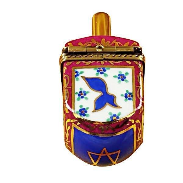 Dreidel Blue & Maroon Porcelain Limoges religion spirit Rochard Limoges Box jewish French Trinket Box