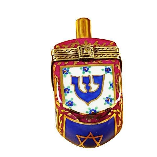 Dreidel Blue & Maroon Porcelain Limoges religion spirit Rochard Limoges Box jewish French Trinket Box