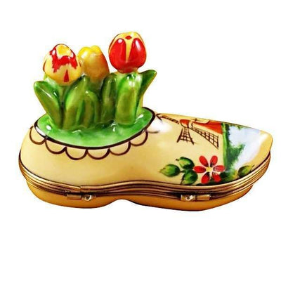 Dutch Clog with Tulips Porcelain Limoges shoe garden flowers travel French Trinket Box