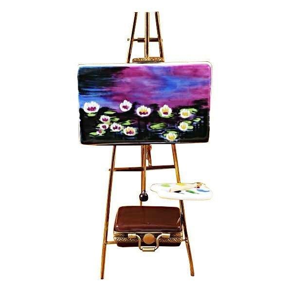 Easel Monet - Water Lilies Porcelain Limoges art painting French Trinket Box